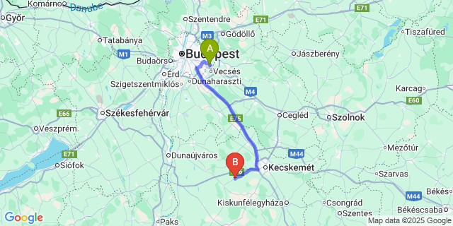 Map: Budapest Airport (BUD), Ferihegy, Liszt Ferenc to Ágasegyháza