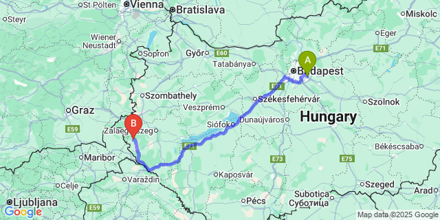 Map: Budapest Airport (BUD), Ferihegy, Liszt Ferenc to Alsószenterzsébet