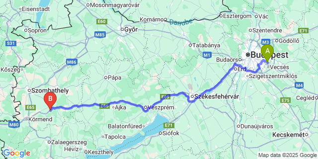 Map: Budapest Airport (BUD), Ferihegy, Liszt Ferenc to Alsóújlak