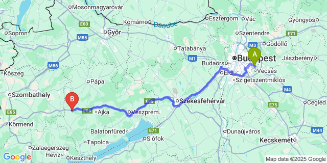 Map: Budapest Airport (BUD), Ferihegy, Liszt Ferenc to Apácatorna