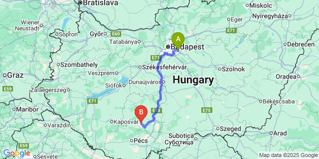 Map: Budapest Airport (BUD), Ferihegy, Liszt Ferenc to Aparhant