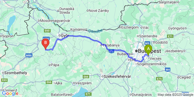 Map: Budapest Airport (BUD), Ferihegy, Liszt Ferenc to Árpás