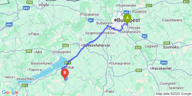 Map: Budapest Airport (BUD), Ferihegy, Liszt Ferenc to Bábonymegyer