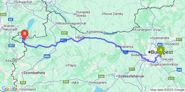 Map: Budapest Airport (BUD), Ferihegy, Liszt Ferenc to Balf