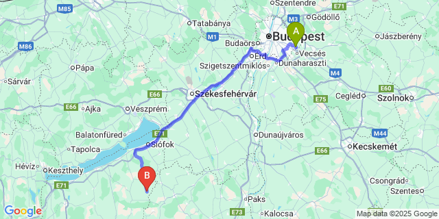 Map: Budapest Airport (BUD), Ferihegy, Liszt Ferenc to Bedegkér