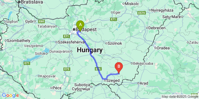 Map: Budapest Airport (BUD), Ferihegy, Liszt Ferenc to Békéssámson