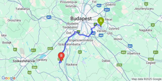 Map: Budapest Airport (BUD), Ferihegy, Liszt Ferenc to Beloiannisz