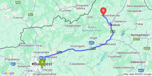 Map: Budapest Airport (BUD), Ferihegy, Liszt Ferenc to Berente