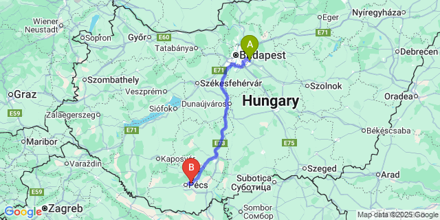 Map: Budapest Airport (BUD), Ferihegy, Liszt Ferenc to Bogád