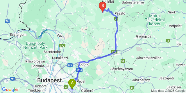 Map: Budapest Airport (BUD), Ferihegy, Liszt Ferenc to Bokor