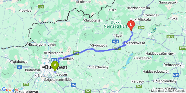 Map: Budapest Airport (BUD), Ferihegy, Liszt Ferenc to Borsodgeszt