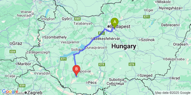 Map: Budapest Airport (BUD), Ferihegy, Liszt Ferenc to Bőszénfa