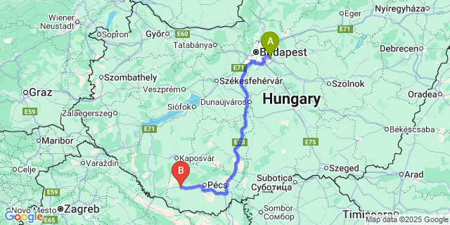 Map: Budapest Airport (BUD), Ferihegy, Liszt Ferenc to Botykapeterd