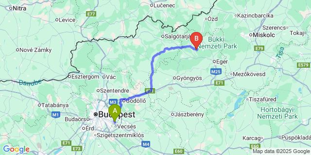 Map: Budapest Airport (BUD), Ferihegy, Liszt Ferenc to Bükkszék