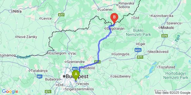 Map: Budapest Airport (BUD), Ferihegy, Liszt Ferenc to Cered