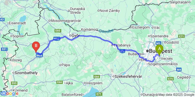Map: Budapest Airport (BUD), Ferihegy, Liszt Ferenc to Cirák