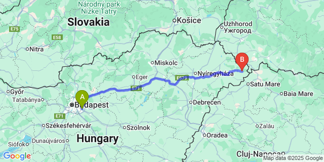 Map: Budapest Airport (BUD), Ferihegy, Liszt Ferenc to Csaholc