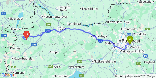 Map: Budapest Airport (BUD), Ferihegy, Liszt Ferenc to Csapod