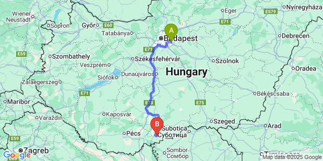 Map: Budapest Airport (BUD), Ferihegy, Liszt Ferenc to Csátalja