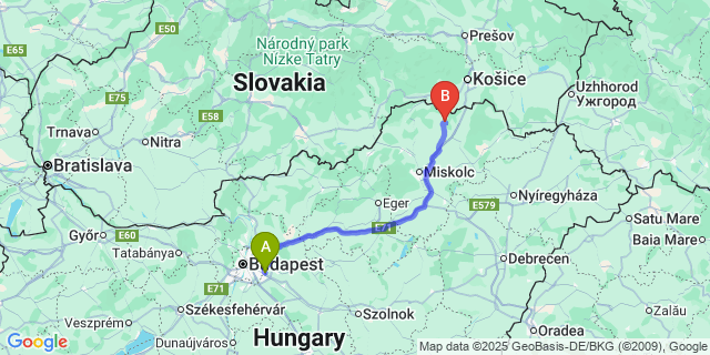 Map: Budapest Airport (BUD), Ferihegy, Liszt Ferenc to Csenyéte