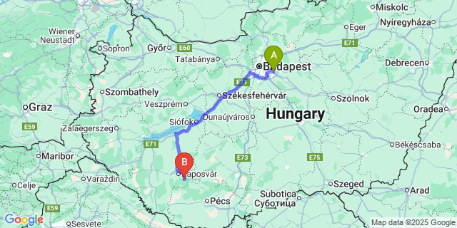 Map: Budapest Airport (BUD), Ferihegy, Liszt Ferenc to Cserénfa