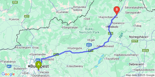 Map: Budapest Airport (BUD), Ferihegy, Liszt Ferenc to Csobád