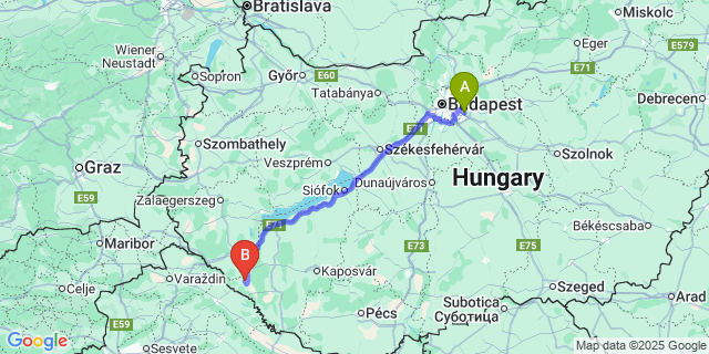 Map: Budapest Airport (BUD), Ferihegy, Liszt Ferenc to Csurgónagymarton