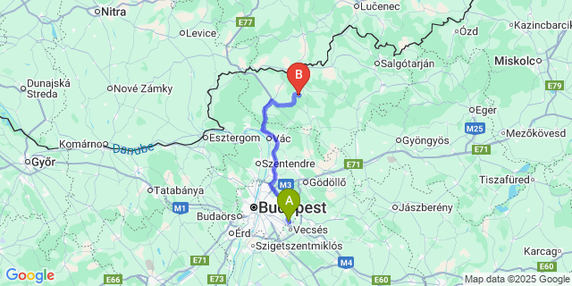 Map: Budapest Airport (BUD), Ferihegy, Liszt Ferenc to Debercsény