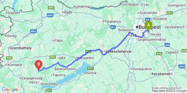 Map: Budapest Airport (BUD), Ferihegy, Liszt Ferenc to Döbröce