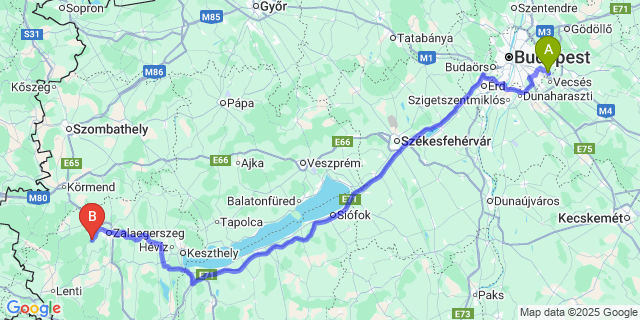 Map: Budapest Airport (BUD), Ferihegy, Liszt Ferenc to Dobronhegy