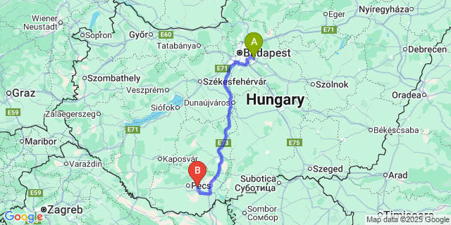 Map: Budapest Airport (BUD), Ferihegy, Liszt Ferenc to Ellend