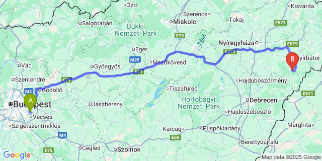 Map: Budapest Airport (BUD), Ferihegy, Liszt Ferenc to Encsencs