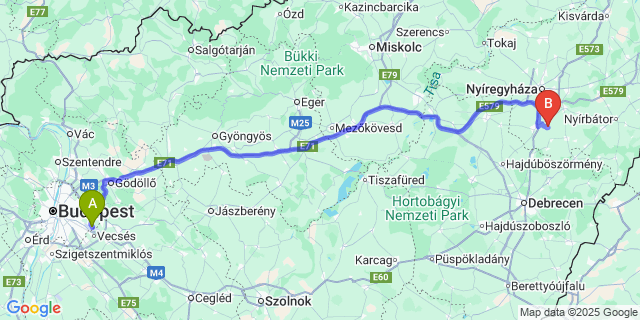 Map: Budapest Airport (BUD), Ferihegy, Liszt Ferenc to Érpatak