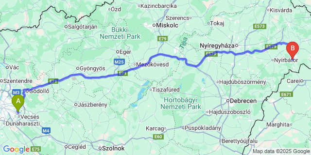Map: Budapest Airport (BUD), Ferihegy, Liszt Ferenc to Fábiánháza