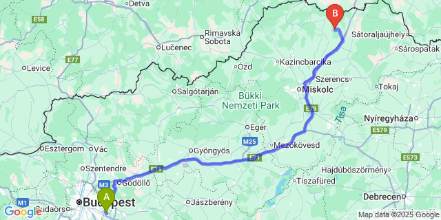 Map: Budapest Airport (BUD), Ferihegy, Liszt Ferenc to Fáj