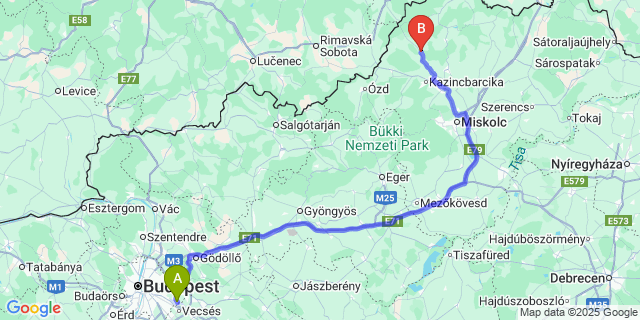 Map: Budapest Airport (BUD), Ferihegy, Liszt Ferenc to Felsőkelecsény