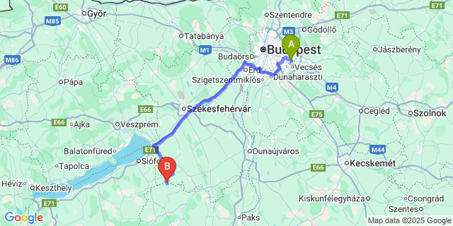 Map: Budapest Airport (BUD), Ferihegy, Liszt Ferenc to Felsőnyék