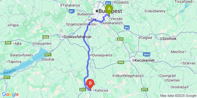 Map: Budapest Airport (BUD), Ferihegy, Liszt Ferenc to Foktő