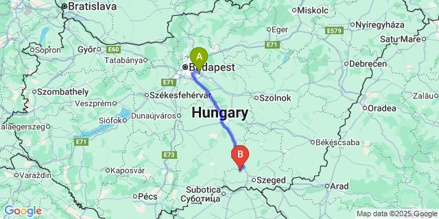 Map: Budapest Airport (BUD), Ferihegy, Liszt Ferenc to Forráskút