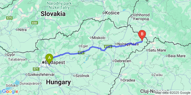 Map: Budapest Airport (BUD), Ferihegy, Liszt Ferenc to Fülesd