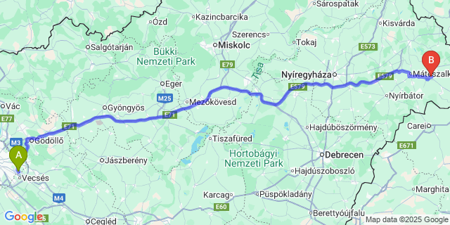 Map: Budapest Airport (BUD), Ferihegy, Liszt Ferenc to Fülpösdaróc