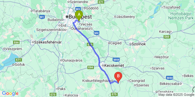 Map: Budapest Airport (BUD), Ferihegy, Liszt Ferenc to Gátér