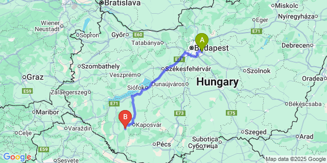 Map: Budapest Airport (BUD), Ferihegy, Liszt Ferenc to Gige