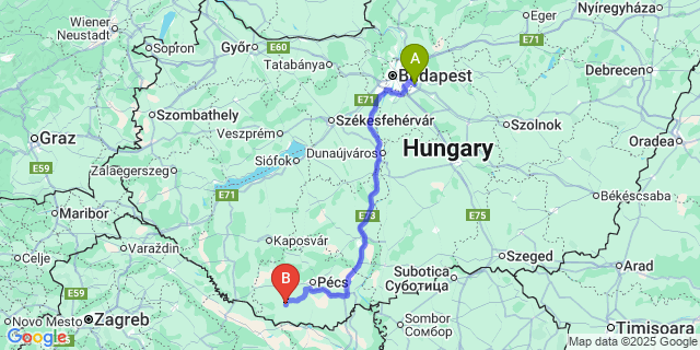 Map: Budapest Airport (BUD), Ferihegy, Liszt Ferenc to Gilvánfa