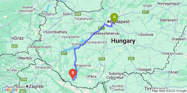 Map: Budapest Airport (BUD), Ferihegy, Liszt Ferenc to Gyöngyösmellék