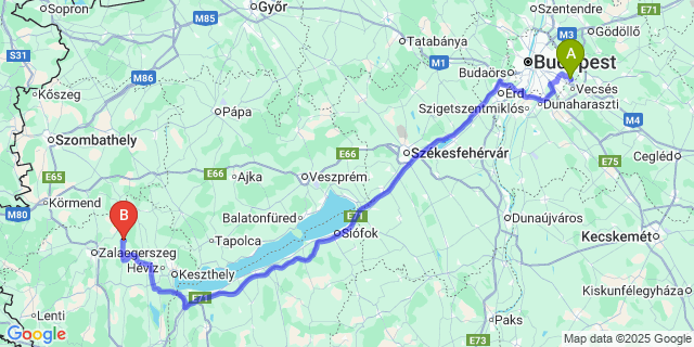 Map: Budapest Airport (BUD), Ferihegy, Liszt Ferenc to Gyűrűs