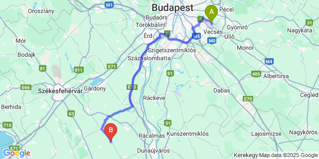 Map: Budapest Airport (BUD), Ferihegy, Liszt Ferenc to Hantos