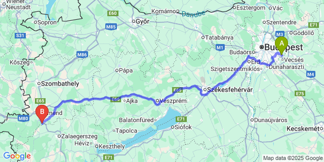 Map: Budapest Airport (BUD), Ferihegy, Liszt Ferenc to Hegyháthodász