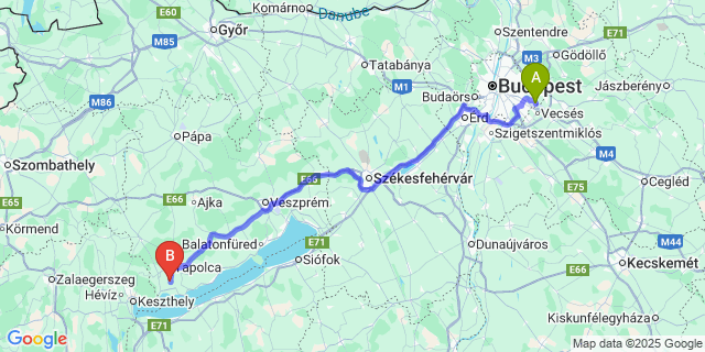 Map: Budapest Airport (BUD), Ferihegy, Liszt Ferenc to Hegymagas