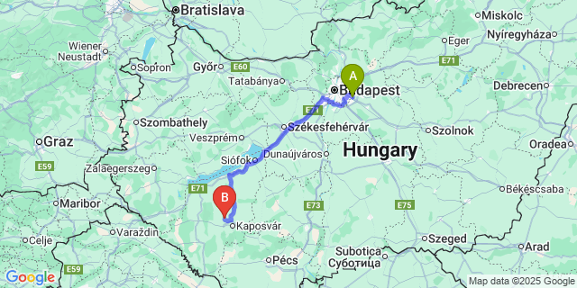 Map: Budapest Airport (BUD), Ferihegy, Liszt Ferenc to Hetes